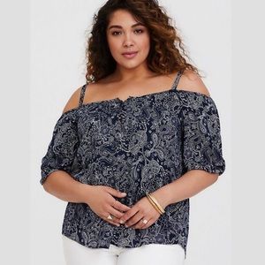 Torrid Blouse Paisley Cold Shoulder Size 3X